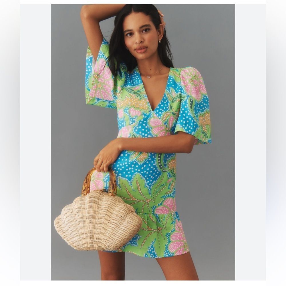 RHODE Mariana Linen Dress by Anthropologie Teal Color:
TURQUOISE